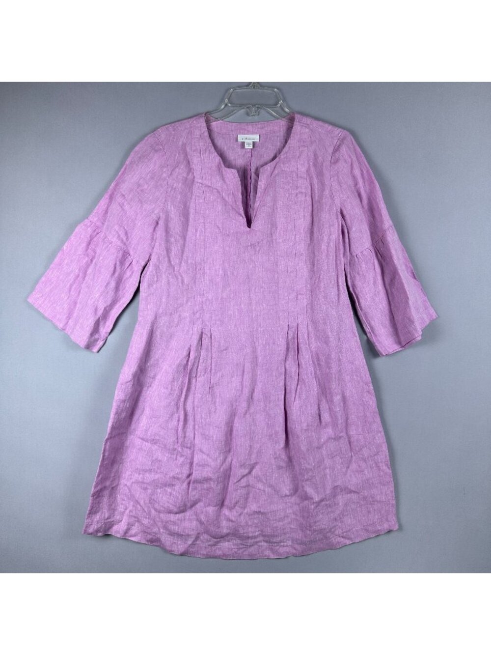 J.Jill Love 100% Linen Womens Mini Dress Size Medium Petite  3/4 Sleeve Pink